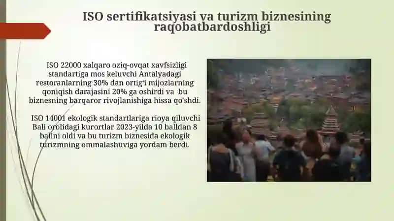 ISO standartlarini turizmda oʻrni 3