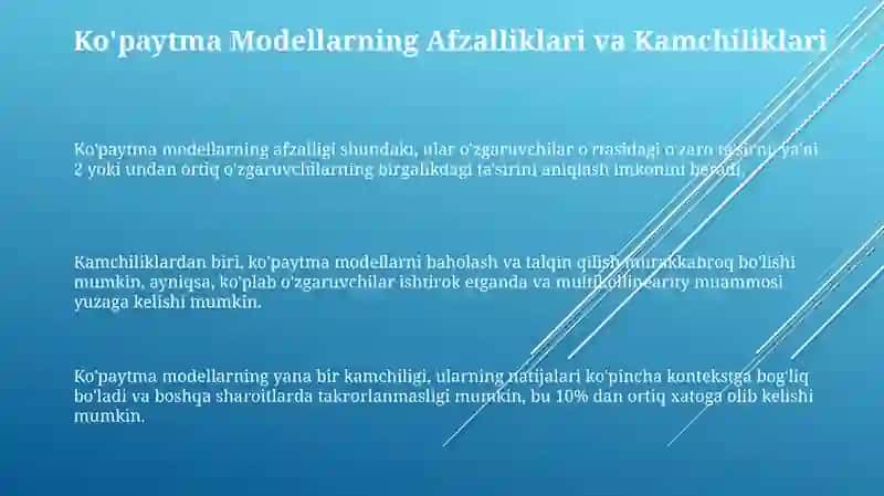 Qo'shma va Ko'paytma Modellarning Amaliy Qo'llanilishi va Talqini 3