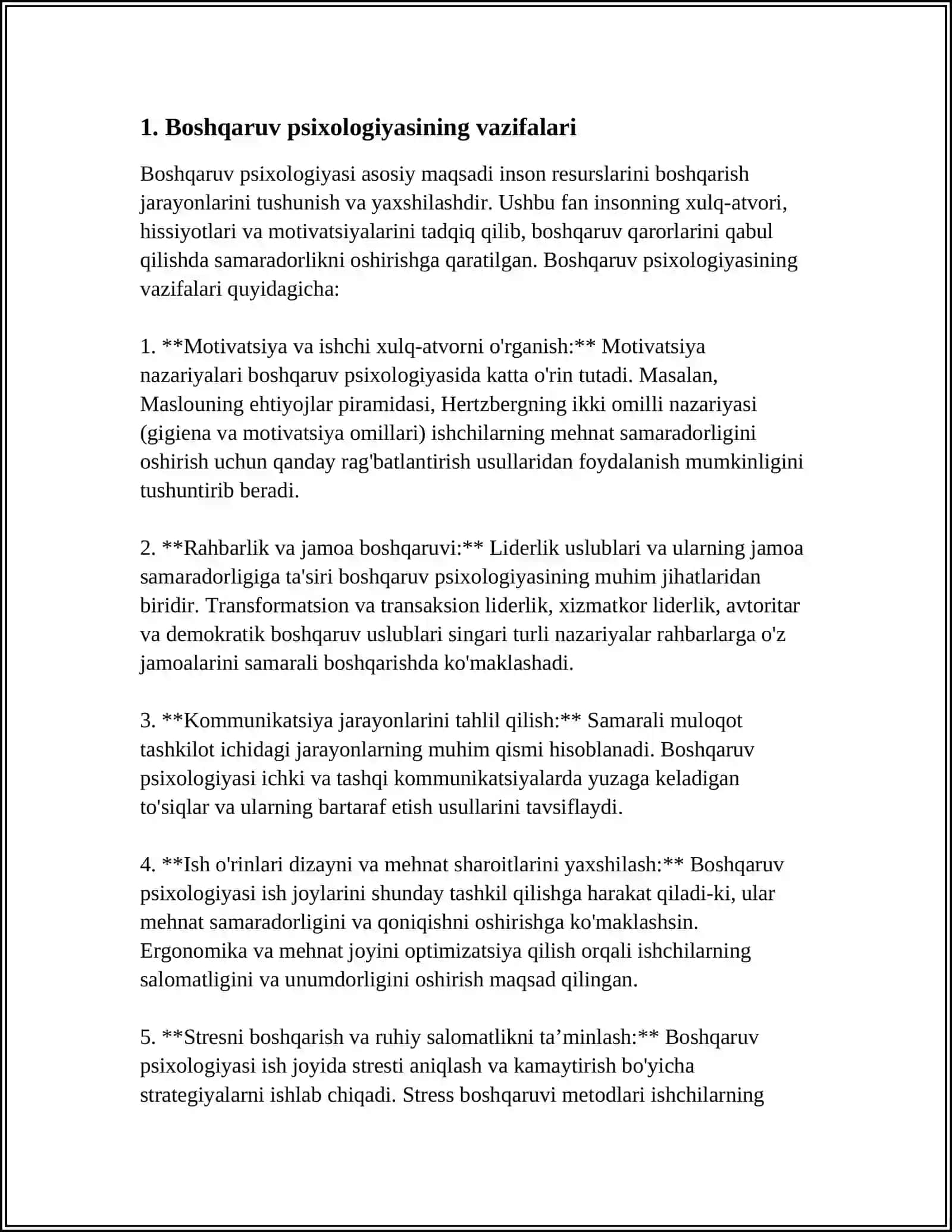 BOSHQARUV PSIXOLOGIYASINING PREDMETI VA VAZIFALARI 3