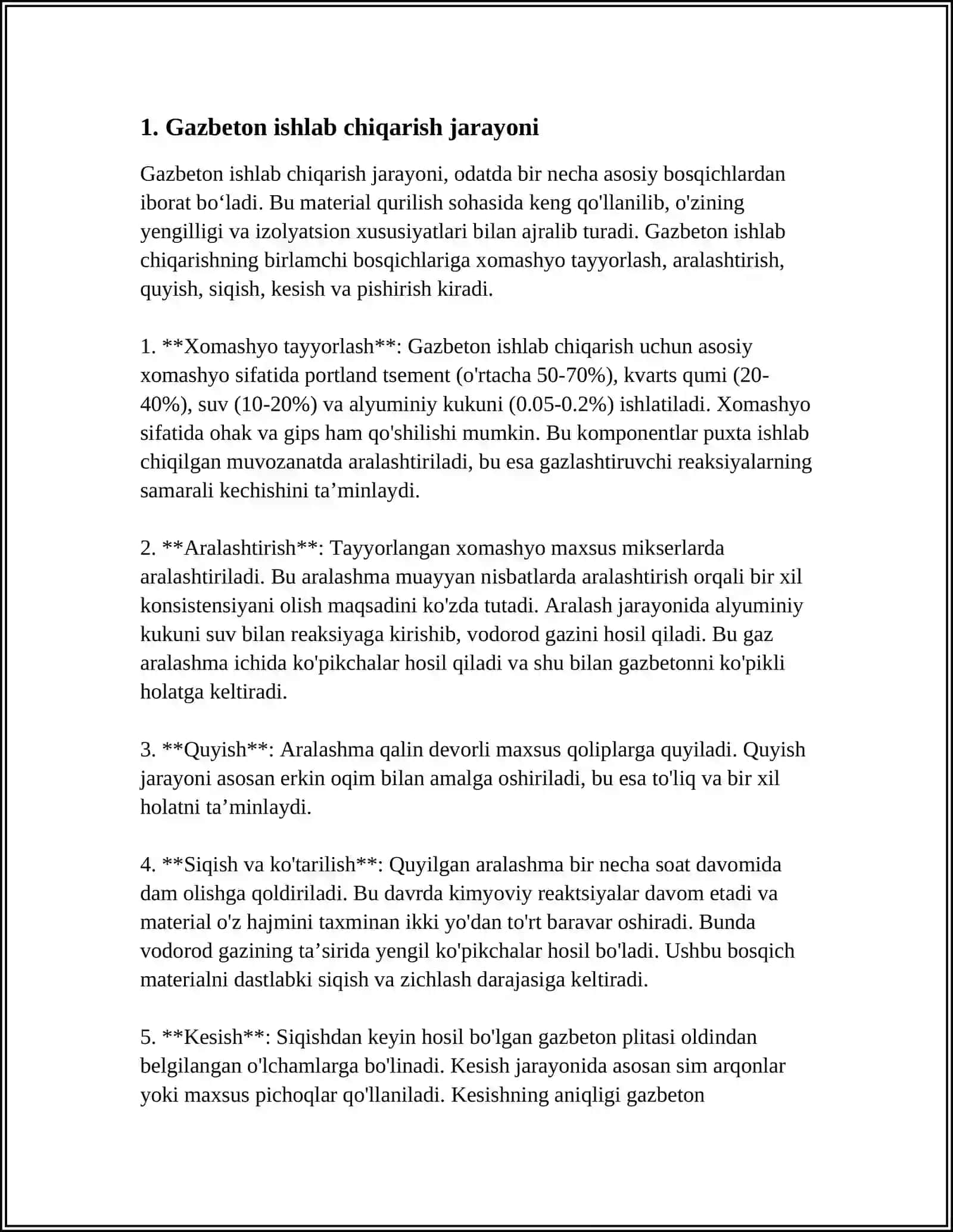 GAZBETON VA KOʻPIKBETON XOMASHYO MATERIALLARI 3