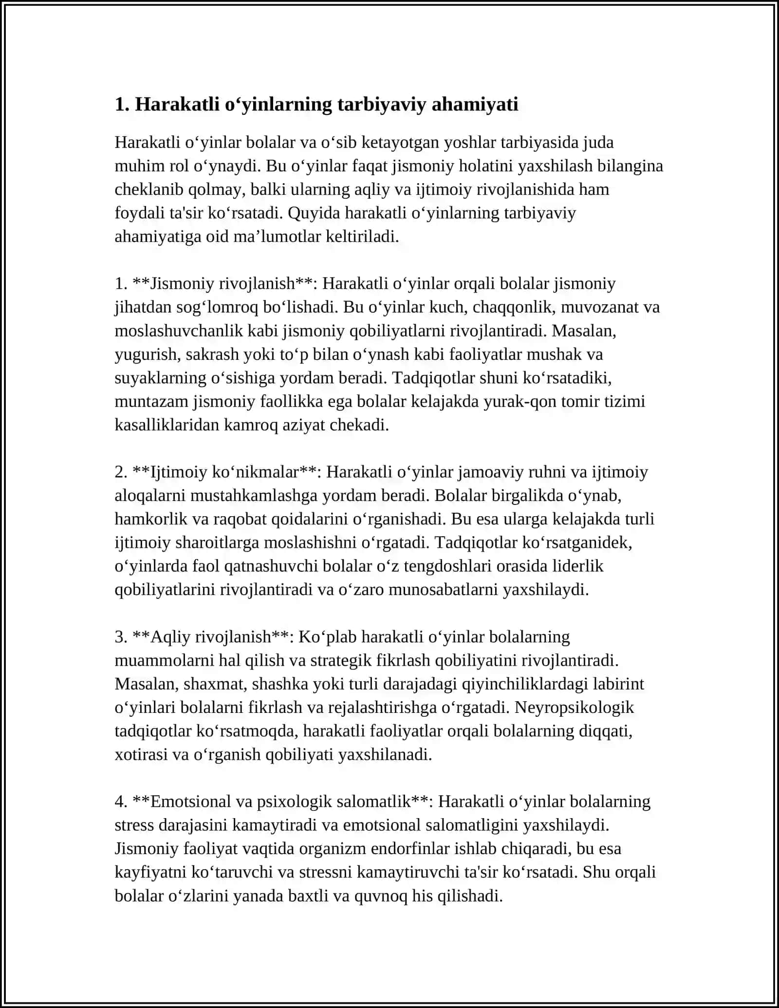 HARAKATLI OʻYINLAR JISMONIY MADANYATINI TARBIYALASHNING ASOSIY METODI VA VOSITASI SIFATIDA 3