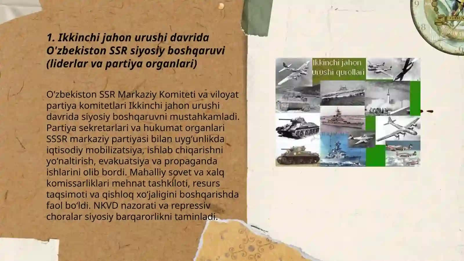 O'zbekiston Ikkinchi Jahon Urushida Siyosiy Hayot 3