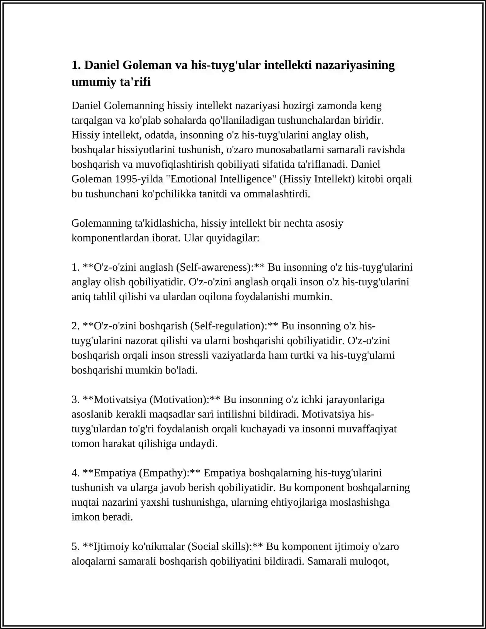DANIEL GOLMAN VA UNING NAZARIYASI 3