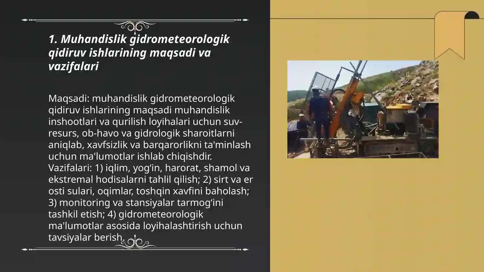 Muhandislik gidrometeorologik qidiruv ishlarining tarkibi 3