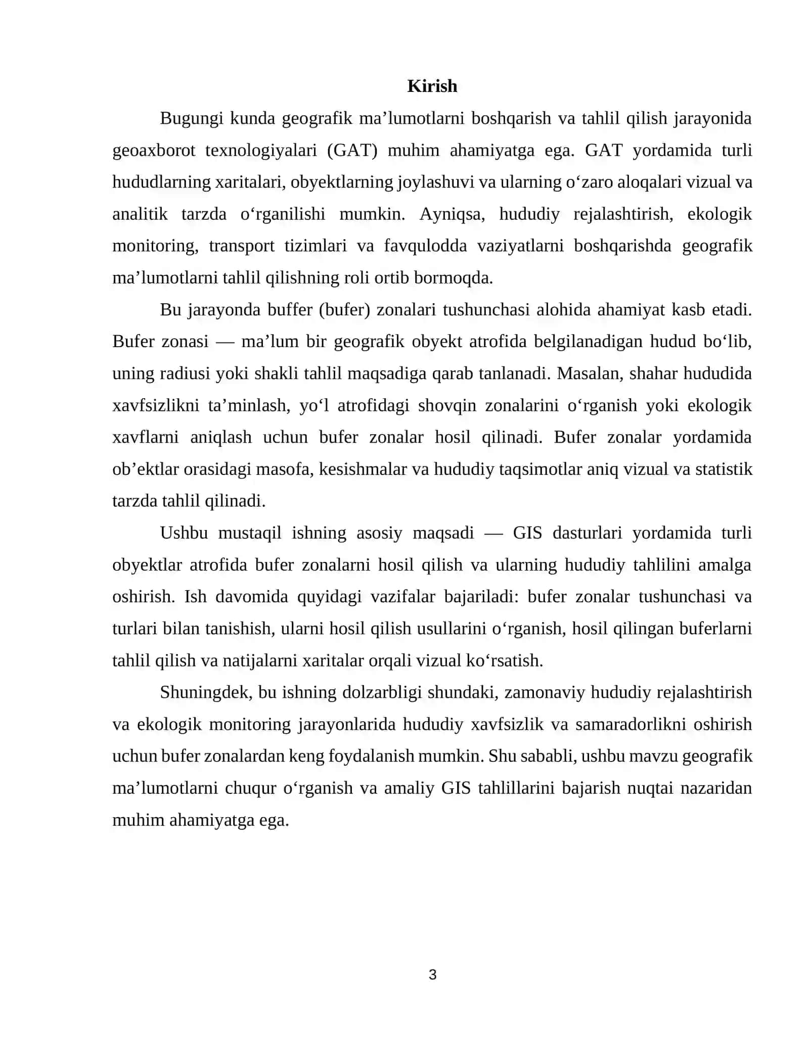 Buffer (bufer) zonalarini hosil qilish va tahlil qilish 3
