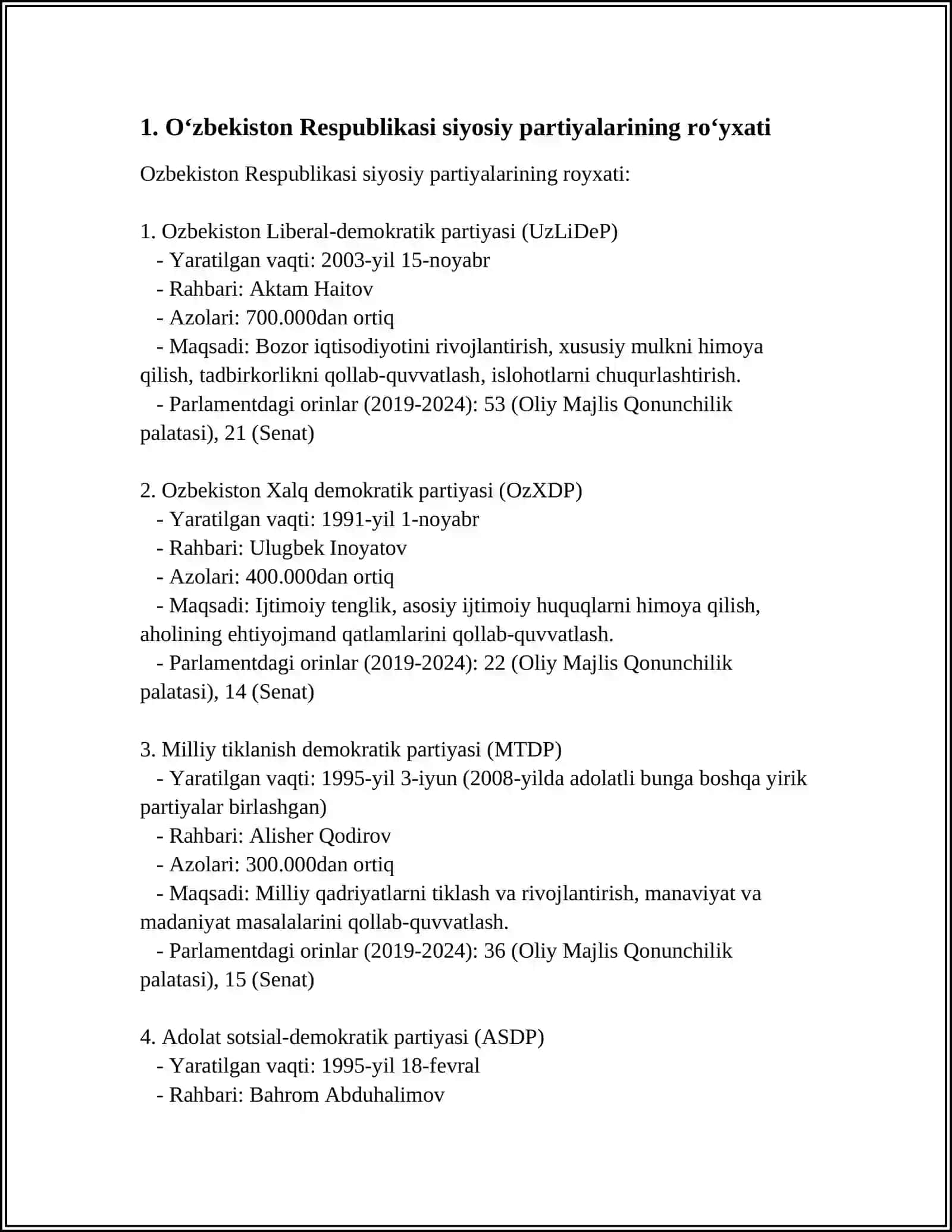 OʻZBEKISTON RESPUBLIKASI SIYOSIY PARTIYALARI 3