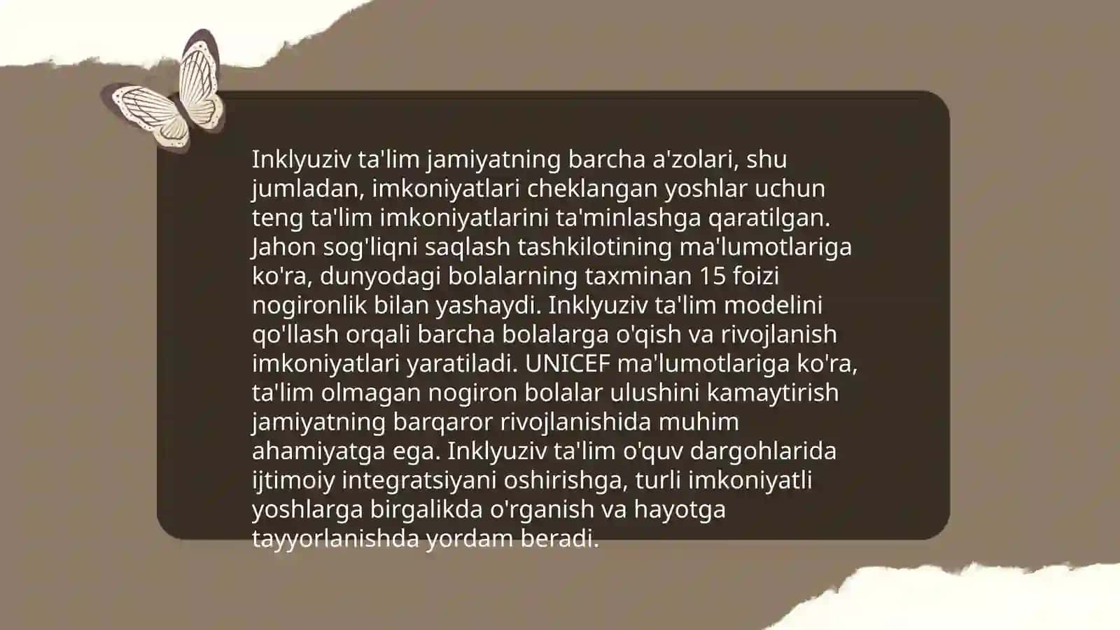 Oʻzbekistonda imkoniyati cheklangan bolalar uchun inklyuziv taʼlim 3