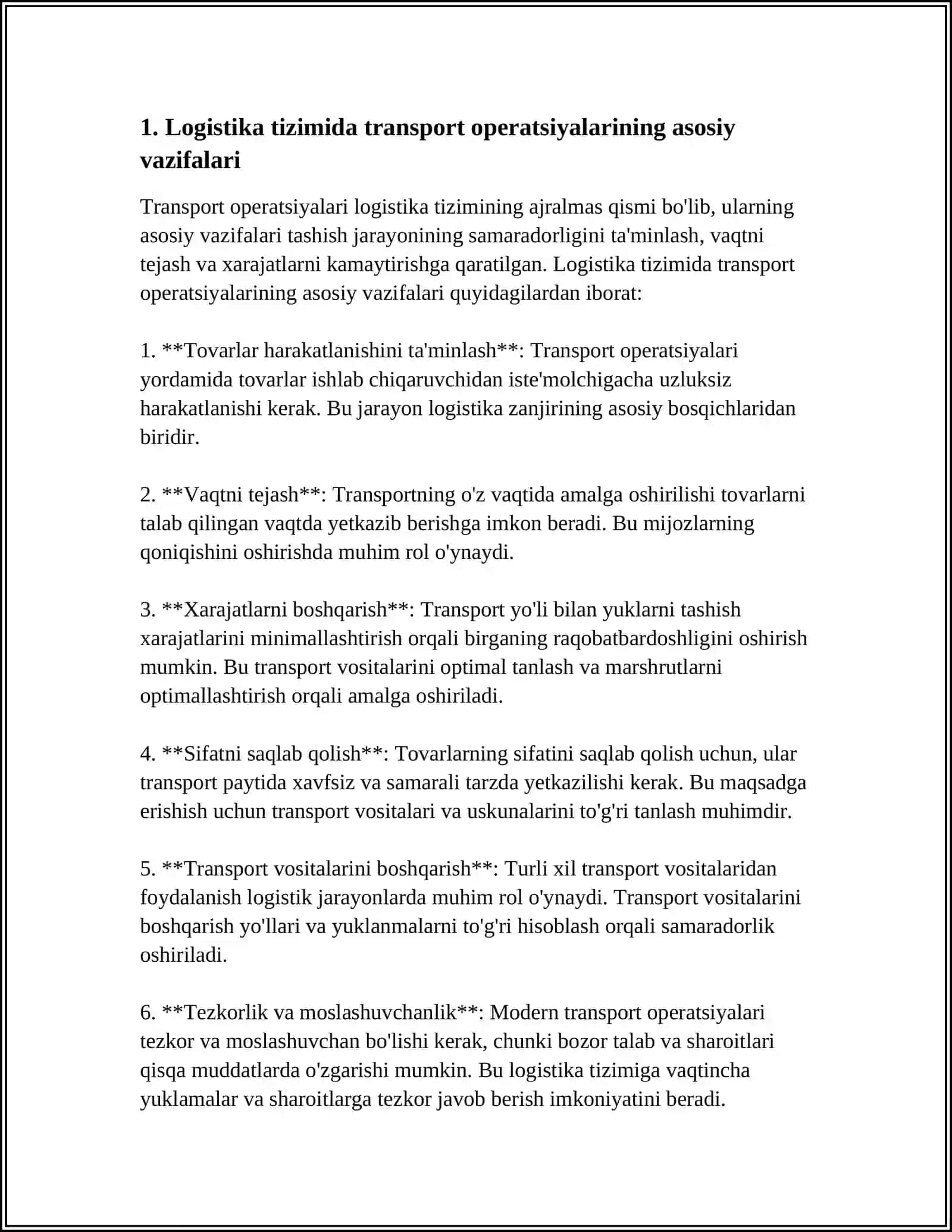LOGISTIKADA TRANSPORT OPERATSIYALARINING ROLI VA AHAMIYATI 3