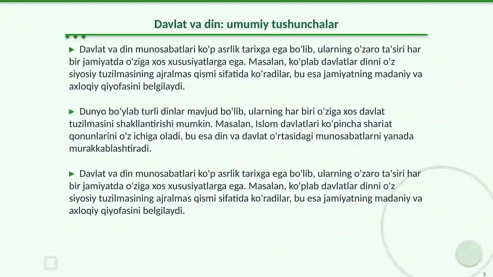 Dunyo dinlarida davlat va din munosabatlari 3