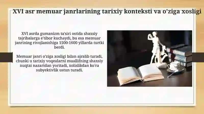 XVI asr adabiyotida memuar janrlarning o'rni 3