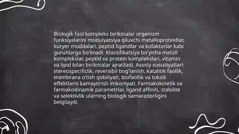 Biologik faol kompleks birikmalar 3