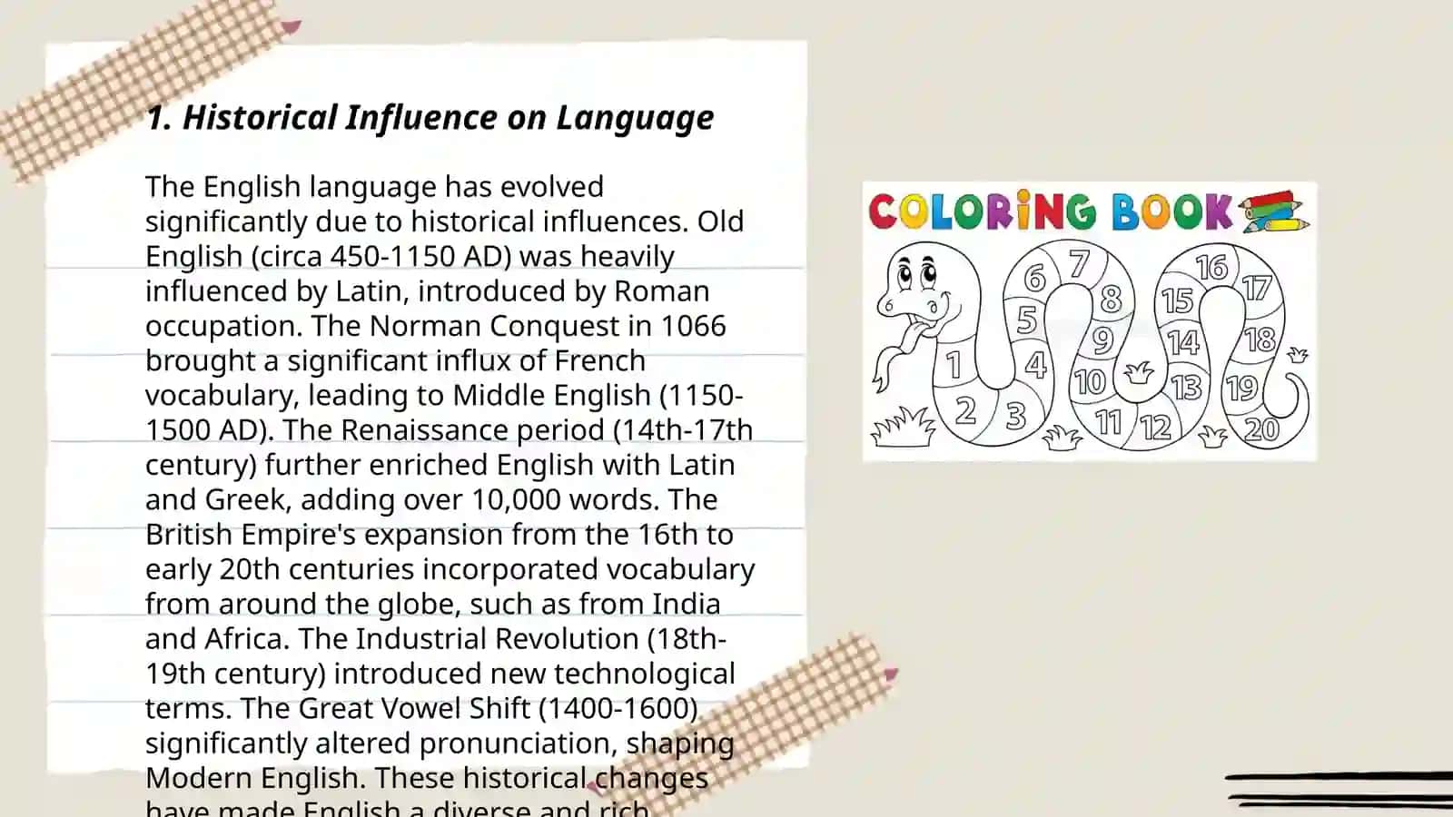 The rendering of the words of national colouring 3