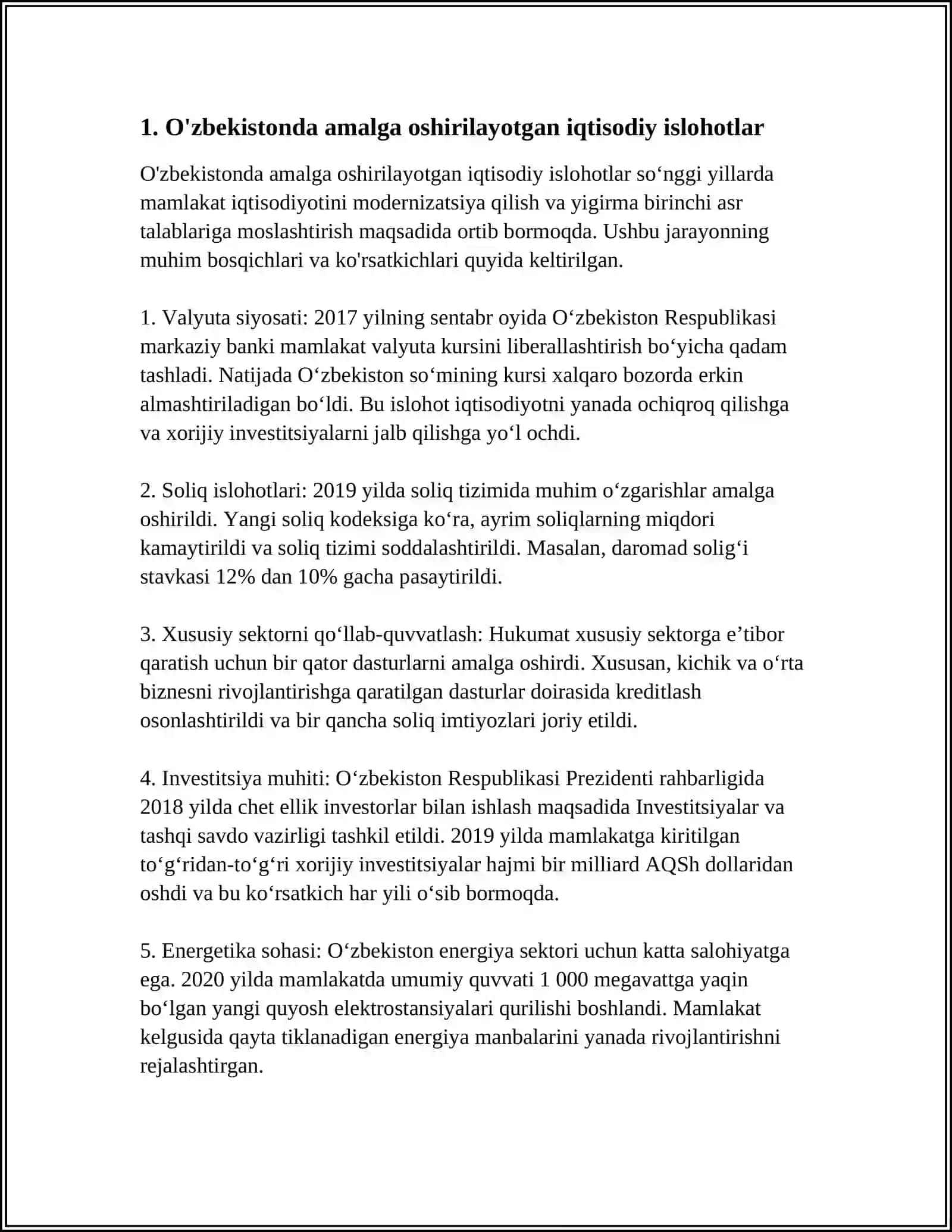 YANGI O'ZBEKISTONNING IJTIMOIY-SIYOSIY, IQTISODIY VA MADANIY HAYOTIDA RO'Y BERAYOTGAN O‘ZGARISHLARNING XALQARO REYTING VA INDEKSLARINI AKASI ETISHI 3
