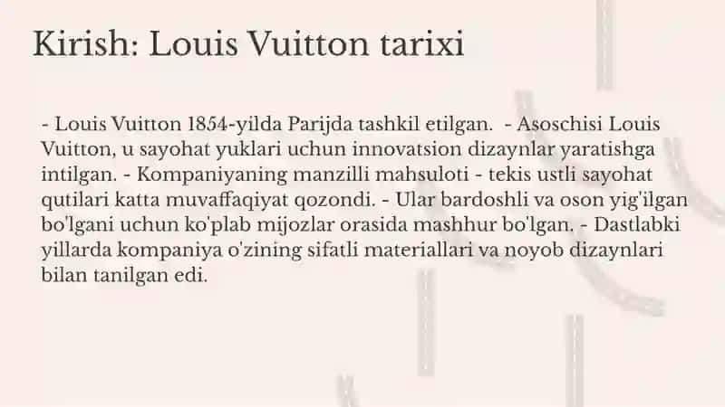 Louiss Vuitton kompaniyasi haqida 3