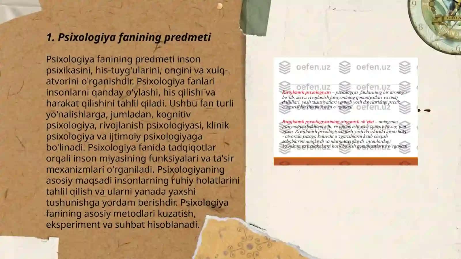 Psixologiya fanining predmeti, rivojlanish tarixi va sohalari 3