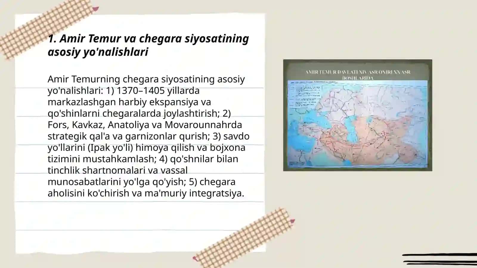 Amir Temurning davlat chegaralarini mustahkamlanishi 3