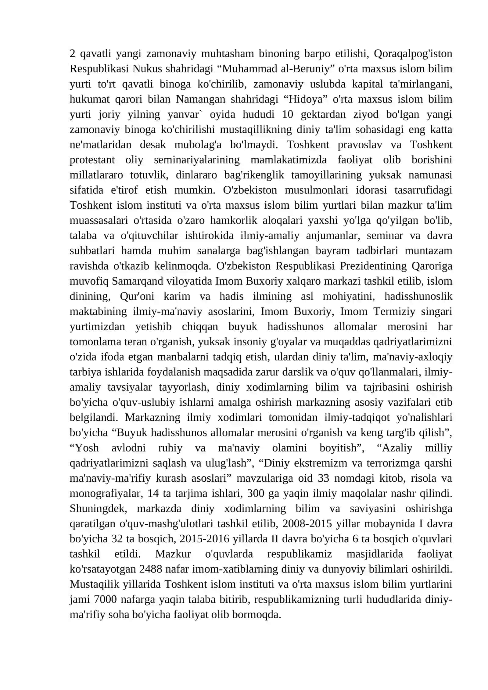 15-MAVZU. DUYOVIY BILIMLAR VA DINIY E’TIQOD BIRLIGIGA ERISHISHNING AHAMIYATI. 3