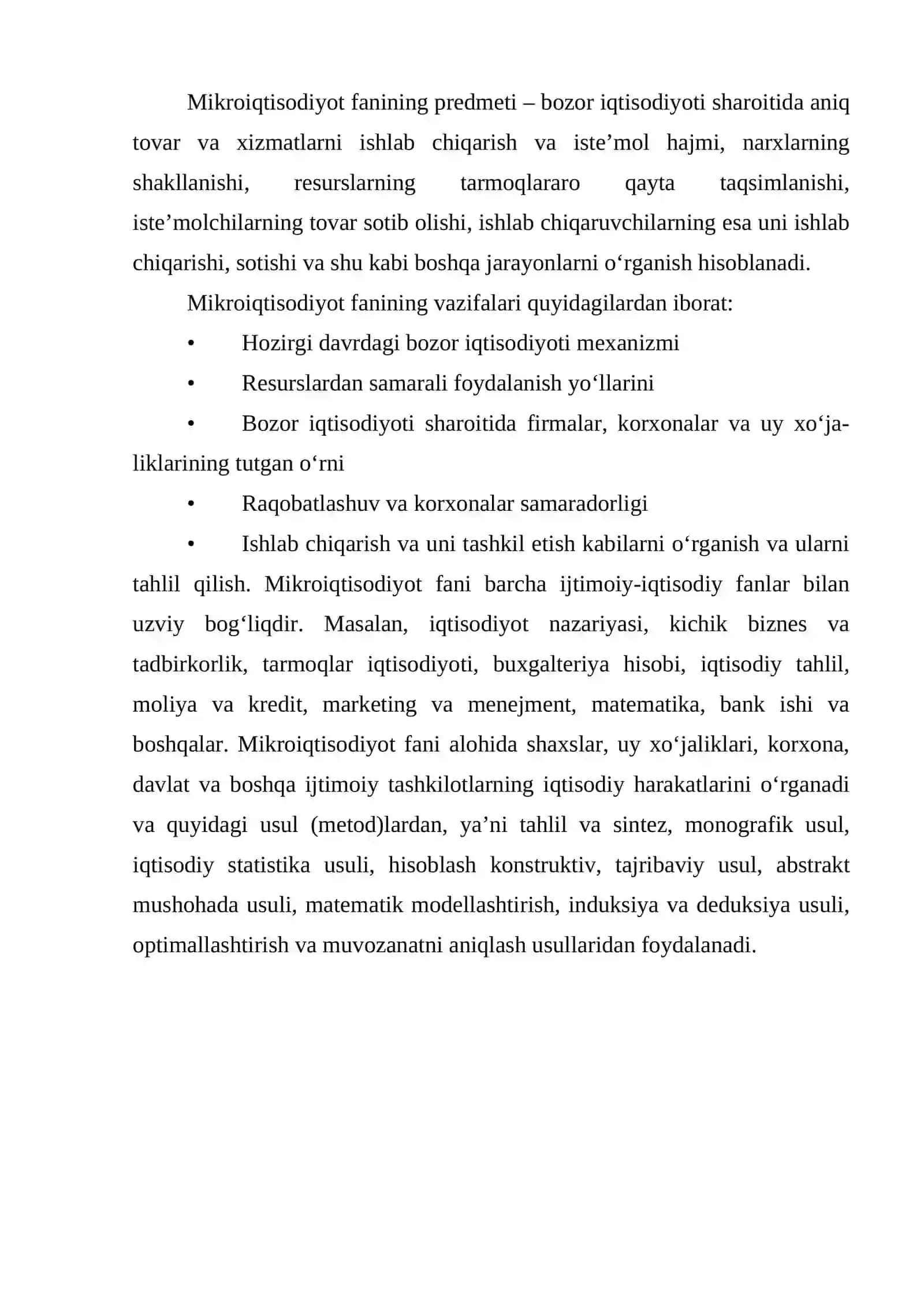 Mikroiqtisodiyot Fanining Iqtisodiy Fanlar Tizimida Tugan O’rni va Ahamiyati 3