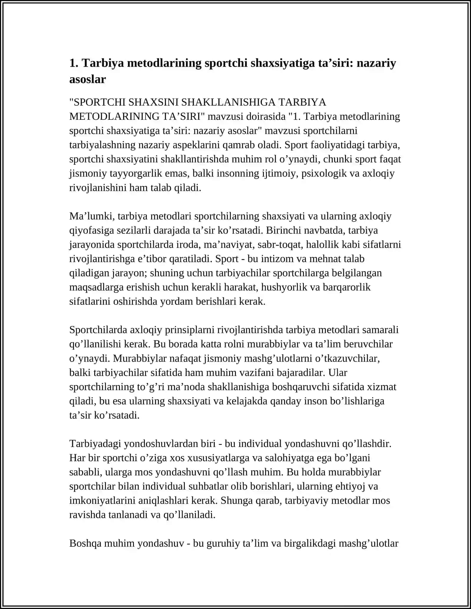 SPORTCHI SHAXSINI SHAKLLANISHIGA TARBIYA METODLARINING TA’SIRI 3