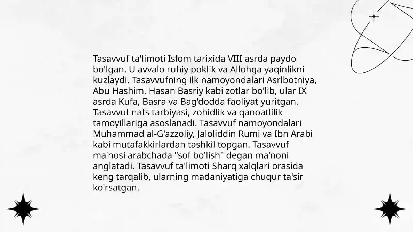 Tasavvuf ta'limotining shakllanish tarixi, mohiyati va asosiy gʻoyalari 3