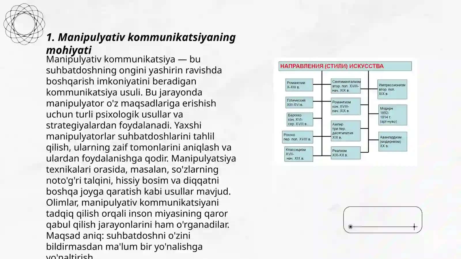 Kommunikatorning manipulyativ ta'sir o'tkazishiga qo'yiladigan talablar 3
