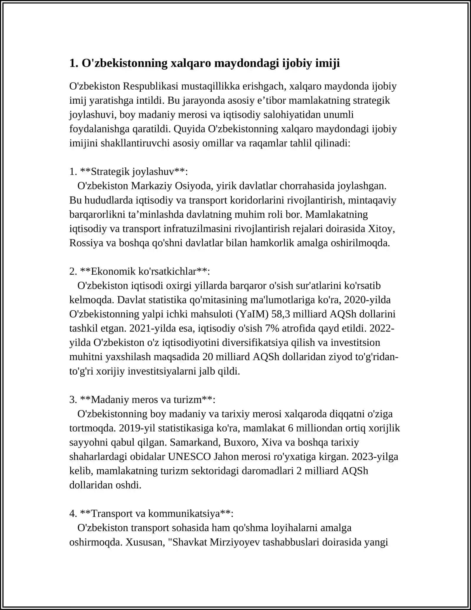 O‘ZBEKISTON RESPUBLIKASINING NUFUZINI ORTIB BORISHI 3