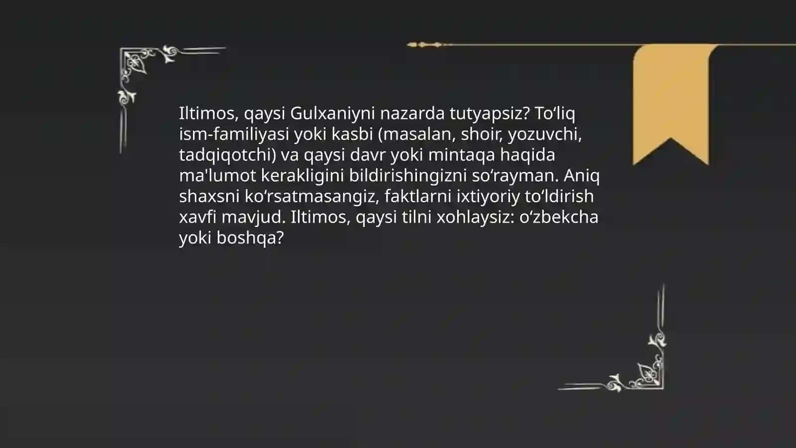 Gulxaniy hayoti va ijodi 3