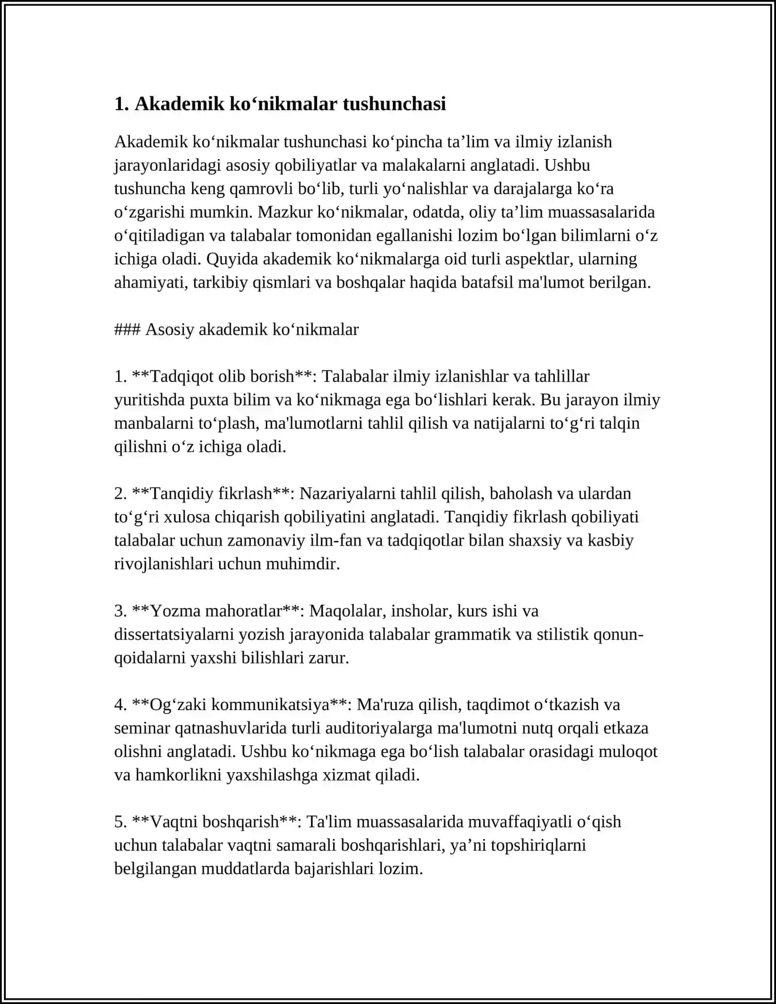 AKADEMIK KOʻNIKMALARNING TALABALAR FAOLIYATIDAGI AHAMIYATI VA DOLZARBLIGI 3
