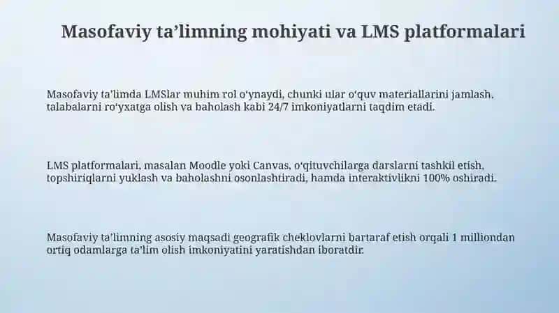 Masofaviy ta'limning mohiyati va LMS platformalari 3