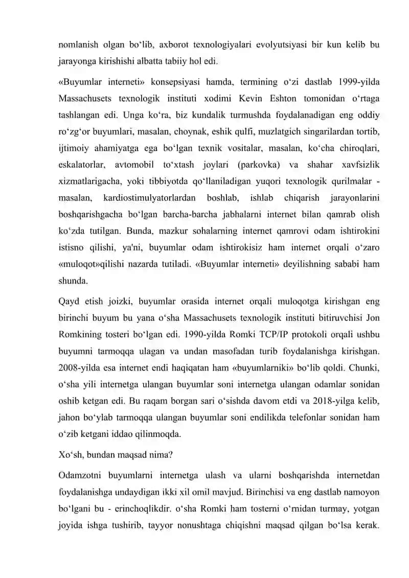 Buyumlar interneti va uning rivojlanish istiqbollari 3