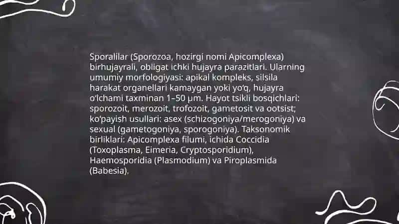 Sporalilar odam parazitlari 3