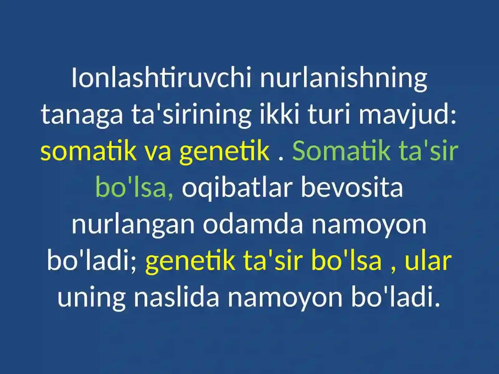 IONLASHTIRGAN RADIATSIYANING BIOLOGIK TA'SIRLARI 3