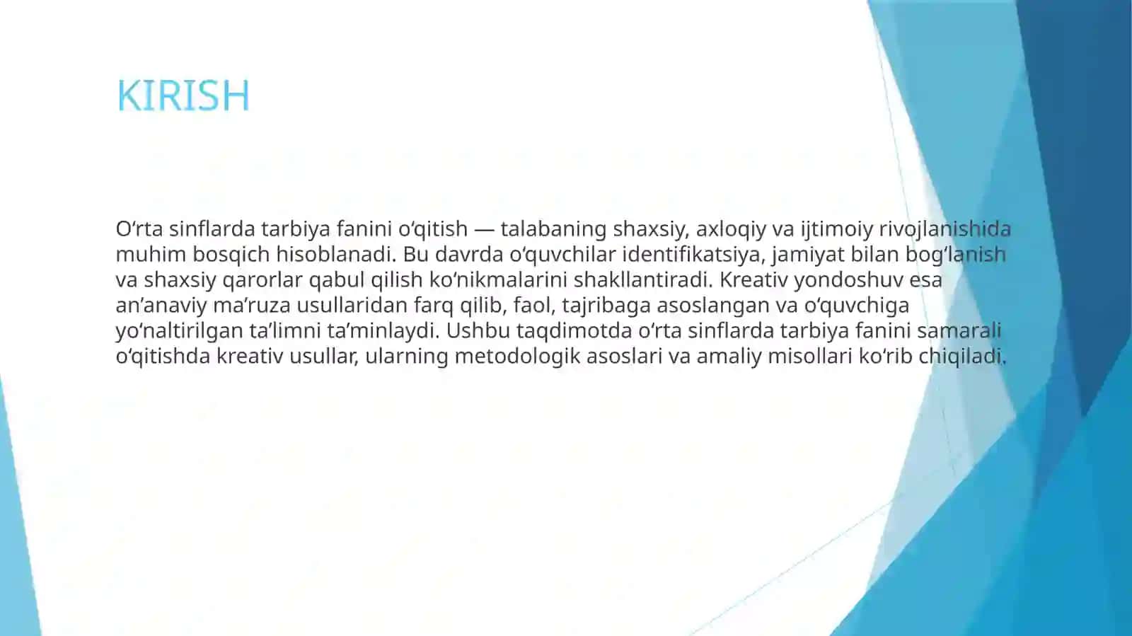 O'rtasinflarda tarbiya fanini o'qitishdagi kreativ yondoshuv 3