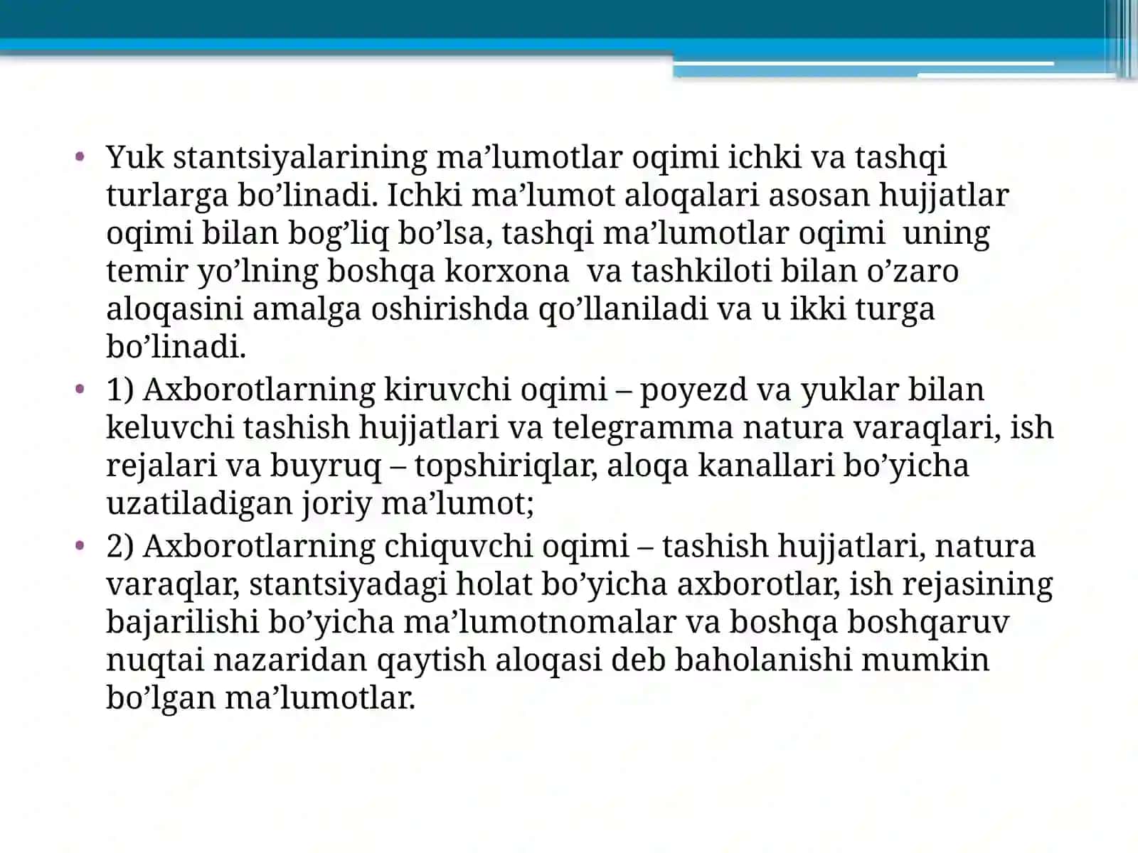 Yukstansiyalari ishini boshqarishning avtomatlashtirilgan tizimi 3