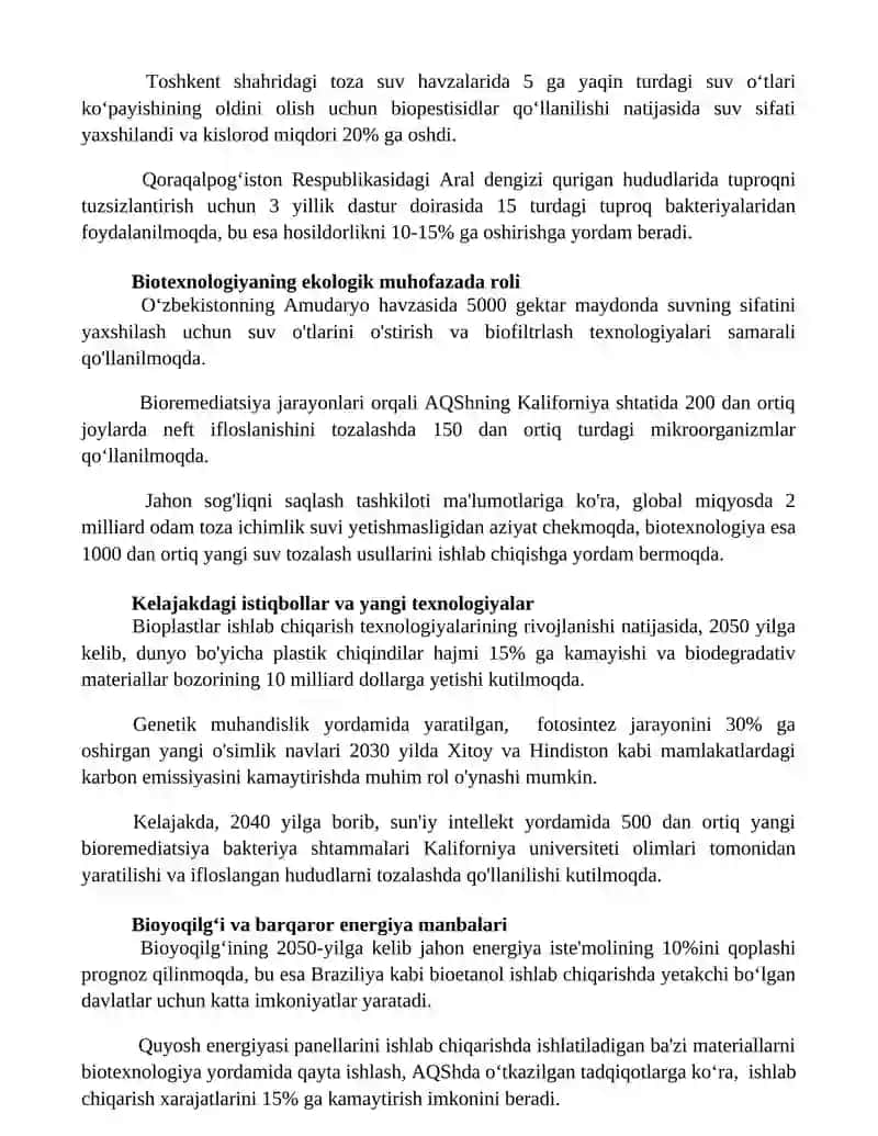 Atrof-muhitni muhofaza qilishda biotexnalogiyaning roli 3