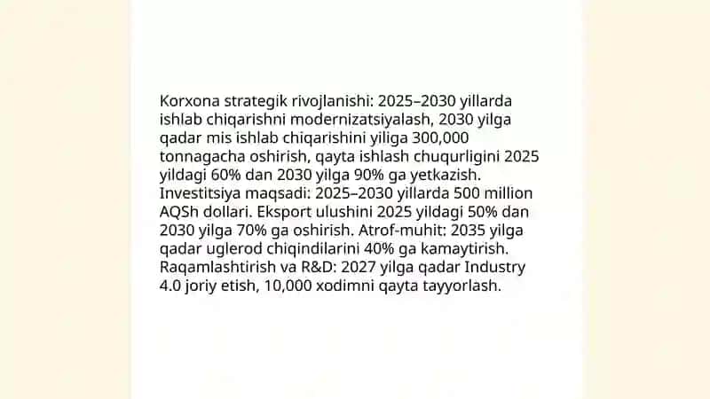 Olmaliq kon-metallurgiya kombinati strategiyasi 3