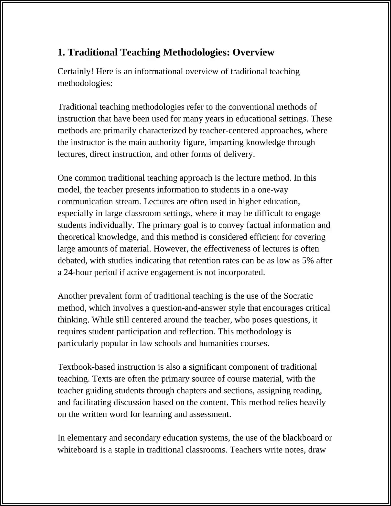 Traditional Teaching Methodologies: Overview 3