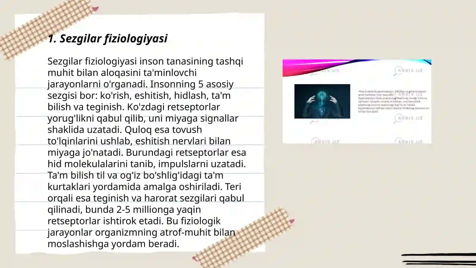 Sezgilar haqida tushuncha va uning nerv fiziologik asoslari 3