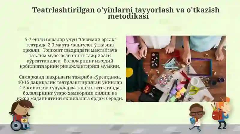 Teatrlashtirilgan o'yinlar va spektakllarni tayyorlash va o'tkazish metodikasi 3