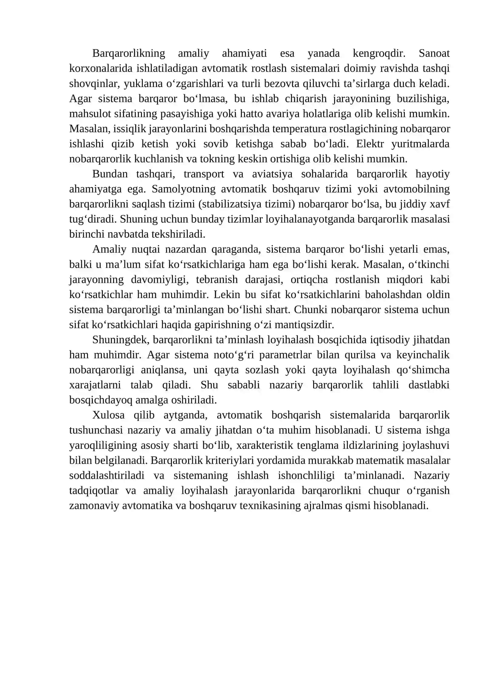 Barqarorlikning zarur va yetarli shartlari 3
