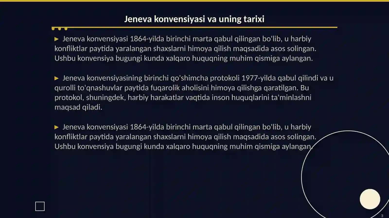 Jeneva konvensiyasi 1 qoʻshimcha protokolni umumiy qoidalari 3