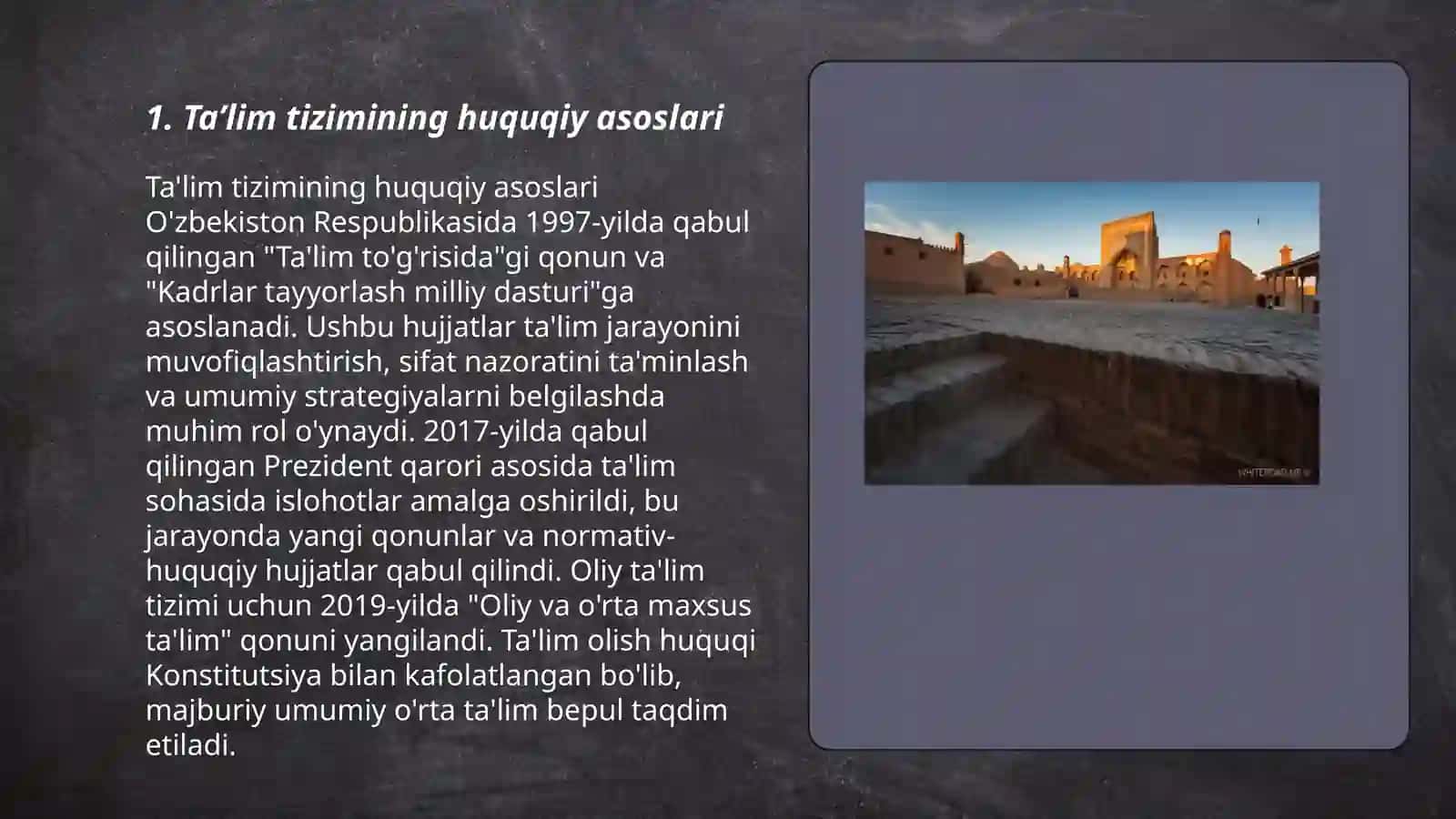 Taʼlim toʻgʻrisidagi qonunning tuzilishi va umumiy mohiyatini klaster usulida tahlil qilish 3