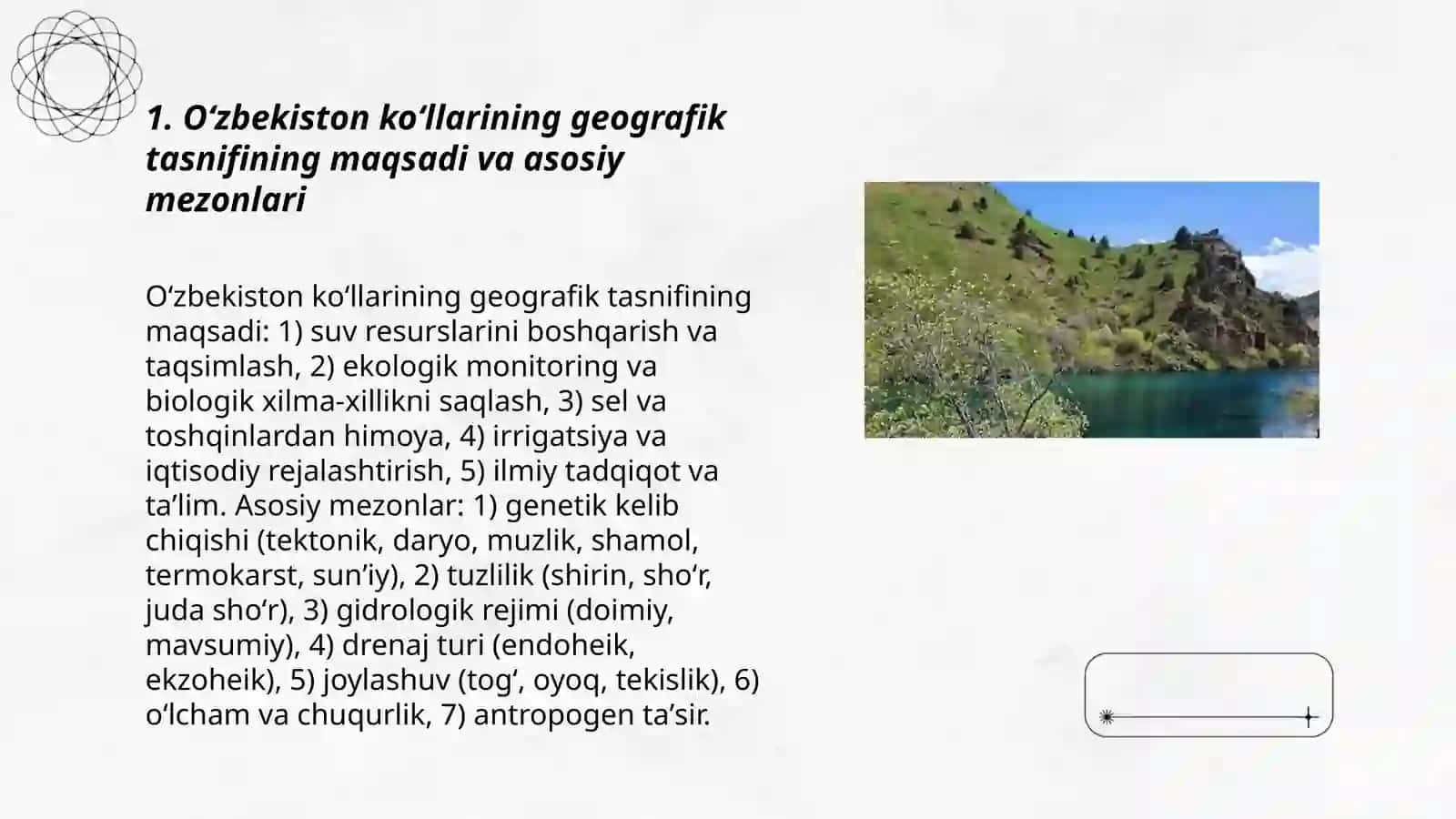 Oʻzbekiston koʻllariga geografik tasnif 3