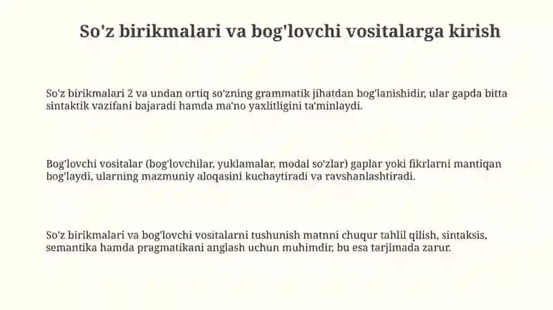 Soʻzlarn oʻzaro bogʻlanishi va bogʻlovchi vositalar 3