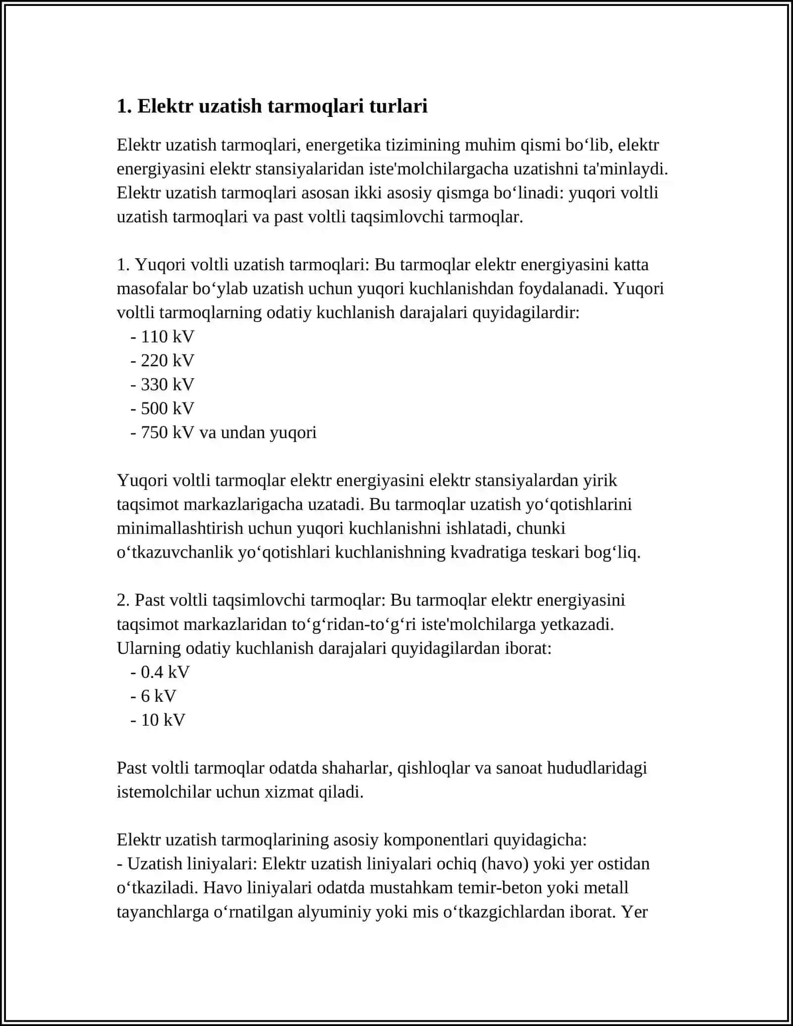 ELEKTR UZATISH TARMOQLARI 3