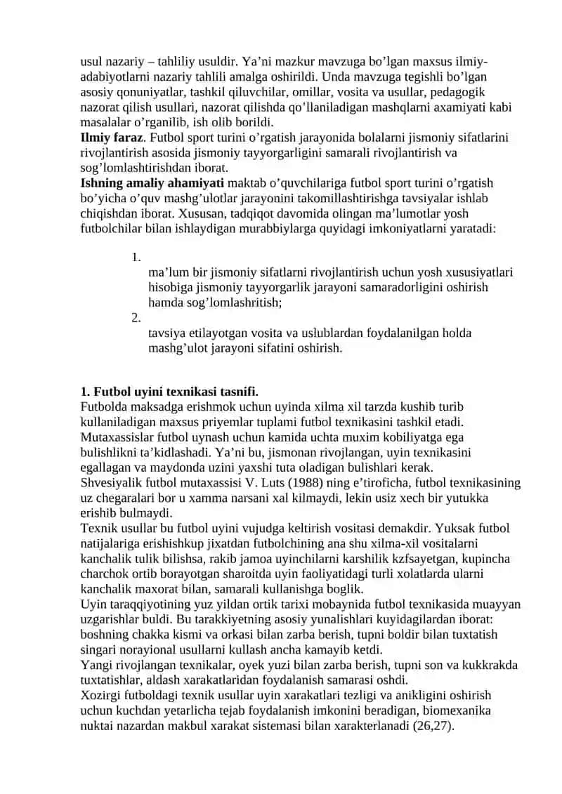 Futbol tupini kabul kilishning texnikasini egallash 3