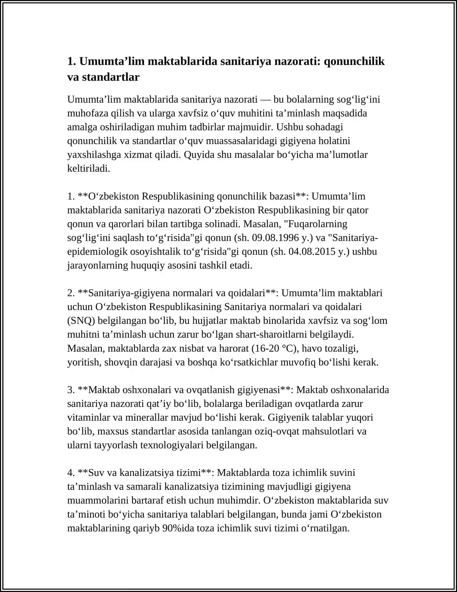 UMUMTAʼLIM MAKTABLARIDA LABORATOR INSTRUMENTAL VA JORIY SANITARIYA NAZORATI MATERIALLARI TAHLILI 3