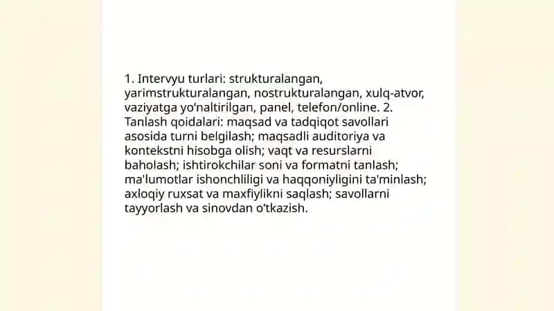 Intervyu olish va intervyu berish qoidalari 3