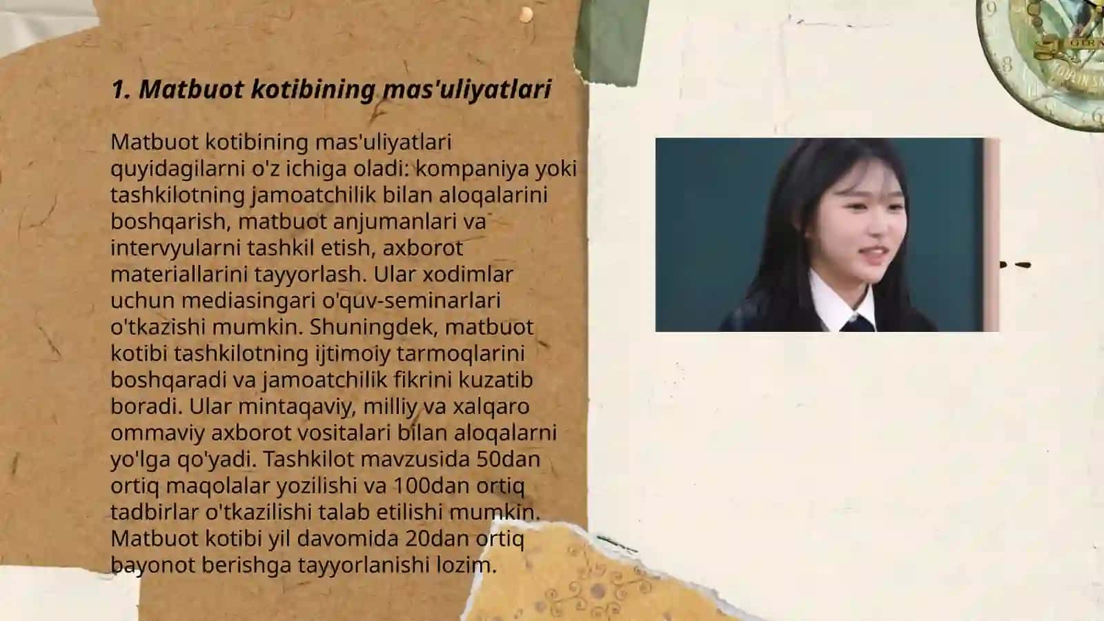 Matbuot kotibiga ma'lum boshqaruv vakolatlari 3