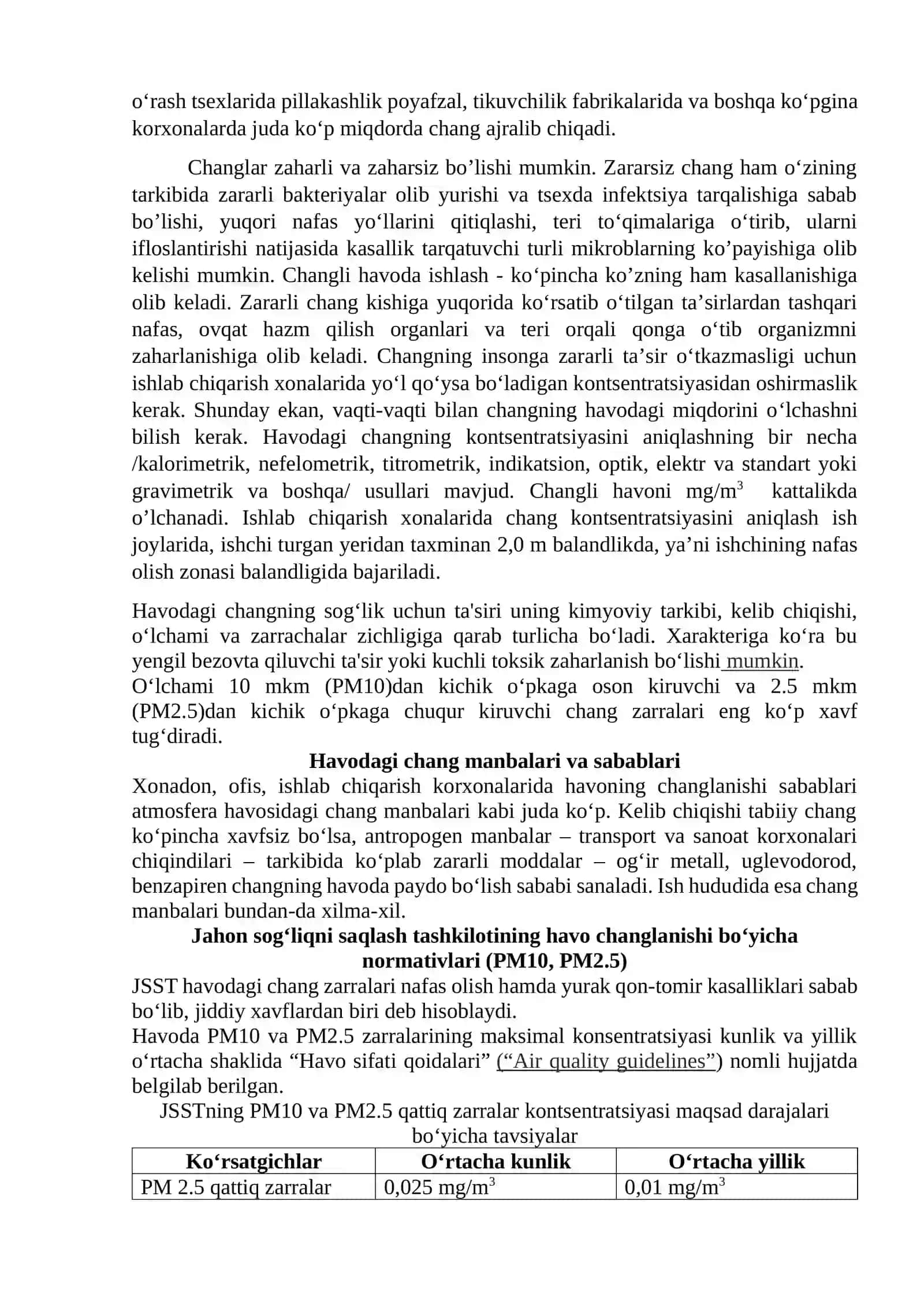 Ishlab chiqarish xonalari va ish joylaridagi havo tarkibida bo‘lgan chang miqdorini aniqlash. 3